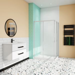Mampara de ducha rectangular corredera,gris mate,vidrio 5mm,800x700x1850mm