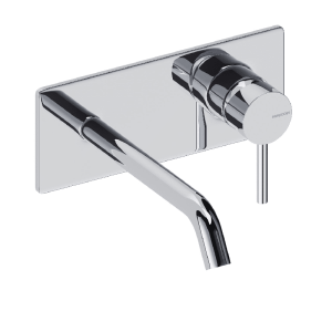 Grifo monomando mural con placa loop  18 cm cromado