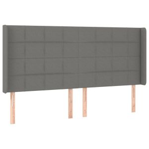 vidaXL cabecero con orejas de tela gris oscuro 203x16x118/128 cm