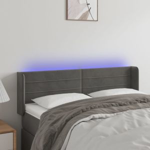 Cabecero con LED de terciopelo gris oscuro 147x16x78/88 cm eso8303