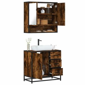 Set de muebles baño 2 pzas madera contrachapada roble ahumado esb5156