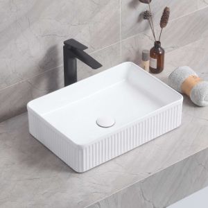 Lavabo de sobreponer corinto rt5034 cerámica 50x13x34 cm blanco