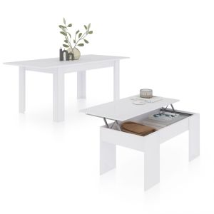 Pack mesa de comedor 123 y mesa de centro vita blanco artik