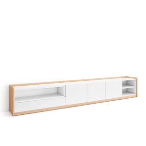 Mueble tv, 310x50x37cm, blanco y roble soft rf4324