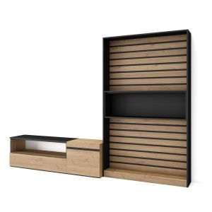 Muebles de salón para tv, 260x35x186cm, roble y negro rf2535