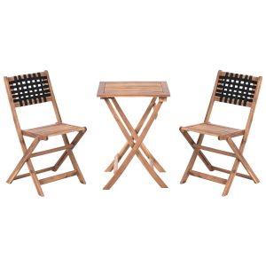 Conjunto de balcón coniolo madera de acacia marrón/negro