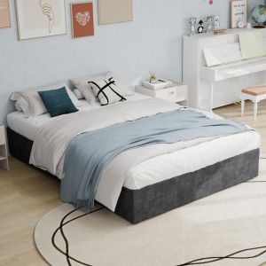 Base de cama elevable velour 160x200cm gris