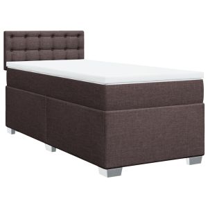 vidaXL cama box spring con colchón tela marrón oscuro 90x200 cm