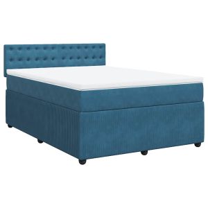 vidaXL cama box spring con colchón terciopelo azul 140x200 cm