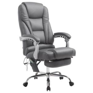 Sillón de oficina con masaje - polipiel gris - 1 ud