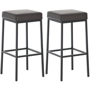 Taburetes de bar clásicos - similicuero marrón - 2 uds - 80 cm