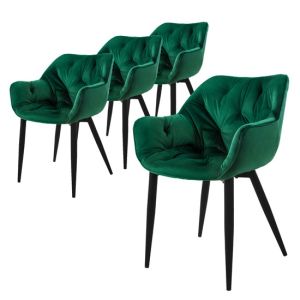 4x sillas de terciopelo grueso verde oscuro asiento ergonómico