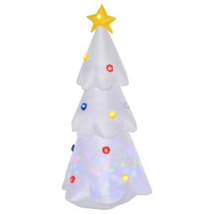 Árbol de navidad inflable poliéster color blanco 60x51x122 cm homcom