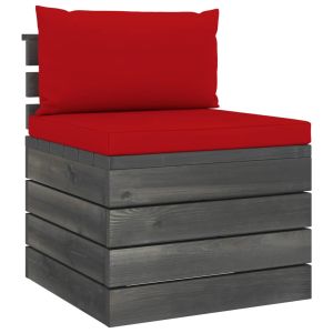 vidaXL sofá central de palets de jardín con cojines de madera de pino