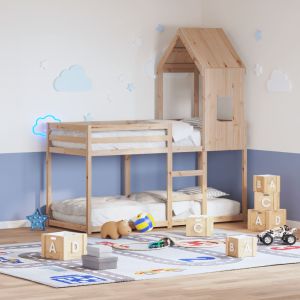 Cama 90x200 cm,cama litera sin colchón madera maciza de pino rhu4707