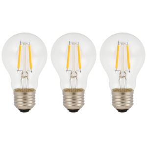 Pack x3 bombilla LED a60 E27 filamento 4w 550lm. Luz cálida 2700k