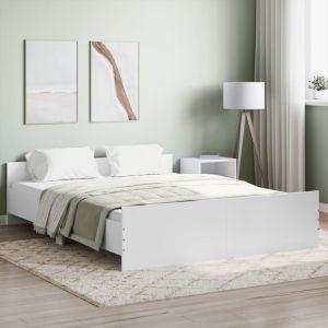 Cama 150x200 cm con cabecero piecero blanco