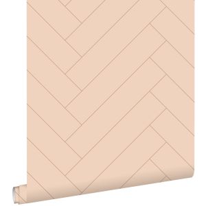 Estahome papel pintado chevron rosa terracota 50 x 900 cm