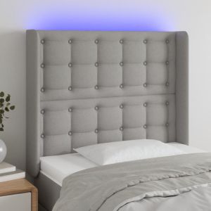 Cabecero con LED de tela gris claro 83x16x118/128 cm eso3371