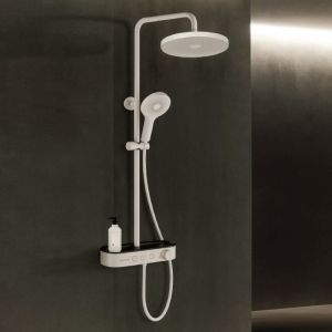 Columna de ducha termostática con repisa blanco niobe