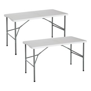 Pack 2 mesas plegables para camping blanco 122x74cm Thinia Home