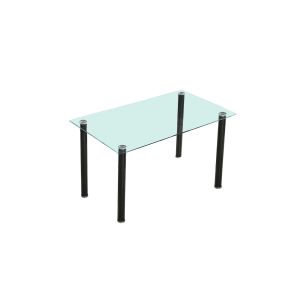 Mesa de comedor fija con sobre de cristal 140x80 cm yuri negro