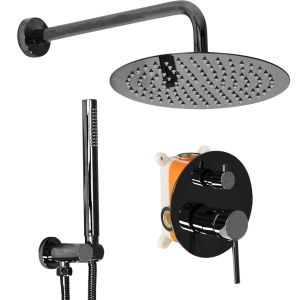 Rea juego de ducha oculto lungo black metallic + box, 36x16x36,5 cm