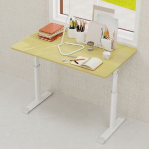 Escritorio ajustable para estudio y oficina metal y madera color madera