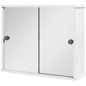 Armario con espejo 55x15x45 cm mdf, vidrio color blanco kleankin