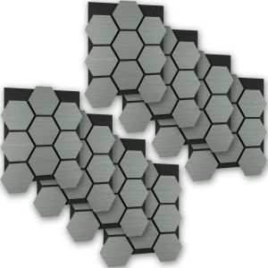 Tectake 8 paneles de pared, mdf absorbente, 76x62x1,8 cm, roble gris claro