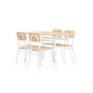 Conjunto de mesa de comedor con 4 sillas, madera y metal. Comedor o