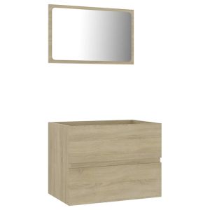 vidaXL set de muebles de baño 2 pzas madera contrachapada roble sonoma