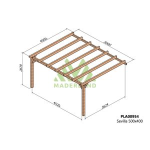 Pérgola de madera laminada adosada - sevilla ad. 500x400cm (maderland)