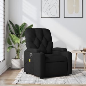 Sillón reclinable de masaje de tela negro qweo8251