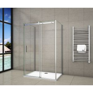 Mampara de ducha corredera frontal+panel lateral,1100x800x800x1950mm