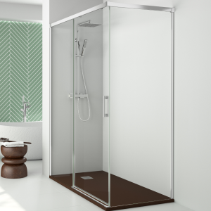 Mampara ducha rectangular frente 145 - lateral 100 cm | transparente cromo