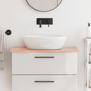 Encimera de baño madera maciza tratada marrón claro 80x40x2 cm eerf9535