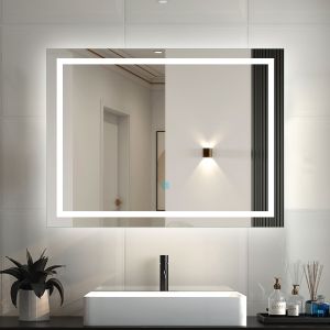 Espejo de baño aica LED 80×60cm,función memoria, tres temperaturas de color