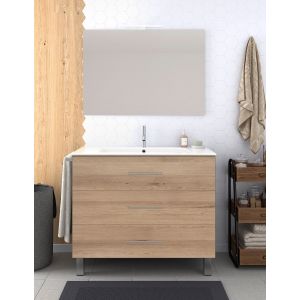 Mueble de baño ribera, lavabo y espejo 60x45cm estepa