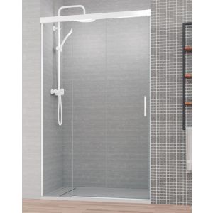 Mampara ducha frontal 3 cristales | blanco 150 cm (adaptable 145,1-150cm)