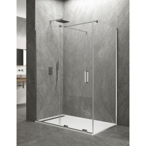 Mampara de ducha angular keres 1+1 perpendicular, sin perfil 180x70 cm