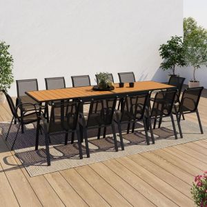 Conjunto de jardín extensible negro efecto madera - 12 - 135-270 cm