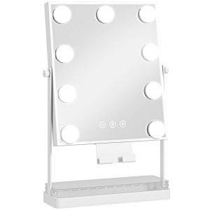 Espejo de maquillaje 28.6x8x41 cm metal, vidrio color blanco Homcom