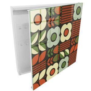 Caja para llaves 30x30x5 flores alegres, apertura derecha blanca