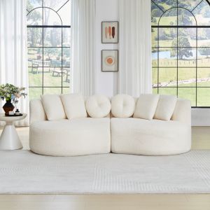 Sofá modular de 2 módulos chenilla beige sin brazos