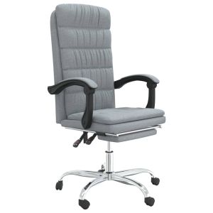 vidaXL silla de oficina reclinable de tela gris claro