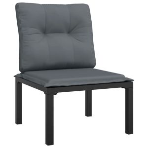 vidaXL silla de jardín con cojines ratán sintético negro y gris