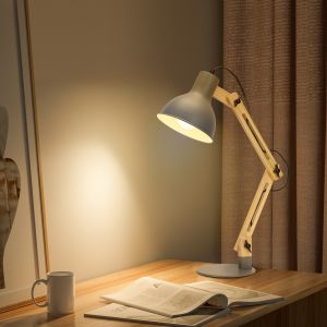 Aigostar lámpara de escritorio retro， flexo escritorio vintage E27, madera