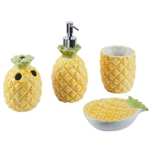 Conjunto de 4 accesorios de baño maicao cerámica amarillo