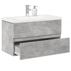 Juego de 2 piezas. Muebles de baño fabricados en madera de cemento gris